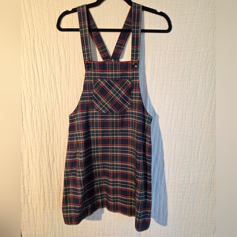 Vintage Paris Sports Club Plaid Overall Dress